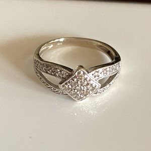 14k White Gold Pave Diamond Ring